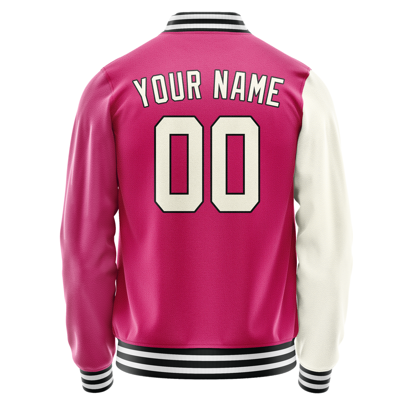 Custom Pink Cream Split Varsity Letterman Jacket