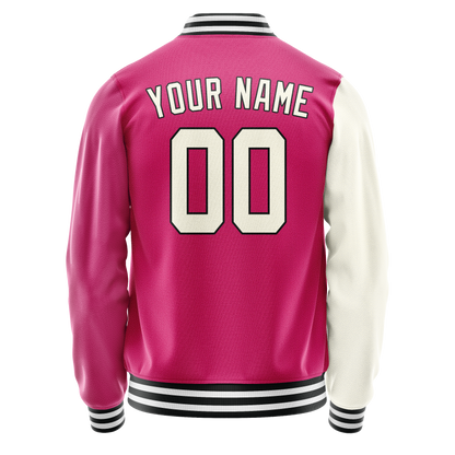 Custom Pink Cream Split Varsity Letterman Jacket