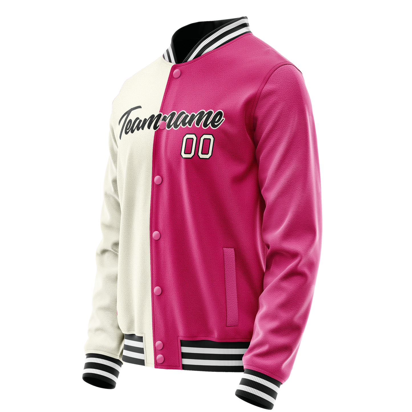 Custom Pink Cream Split Varsity Letterman Jacket