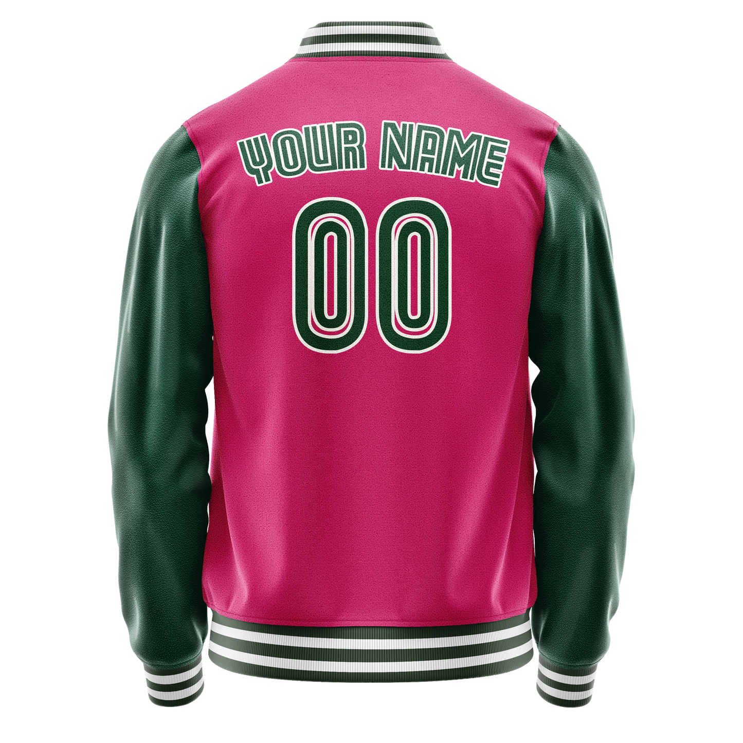 Custom Pink Kelly-Green Solid Color Varsity Letterman Jacket