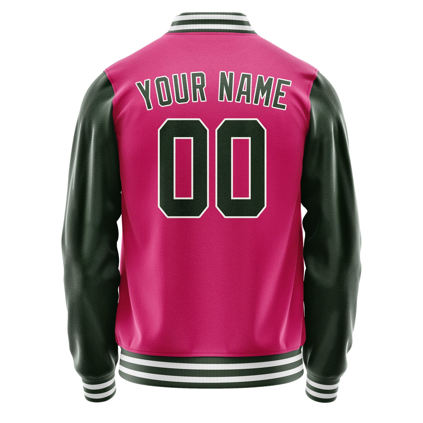 Custom Pink Kelly-Green Solid Color Varsity Letterman Jacket