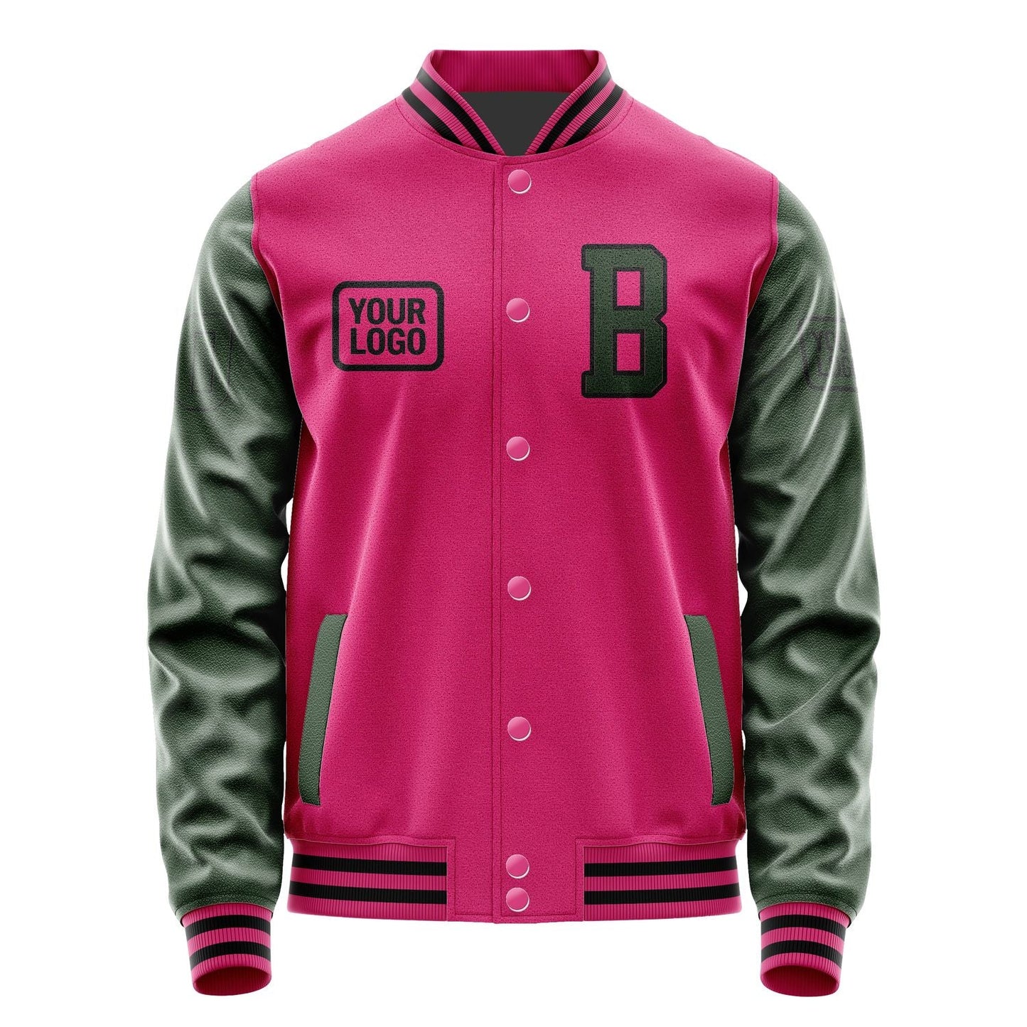 Custom Pink Dark Green Jacket JA131306131717060617