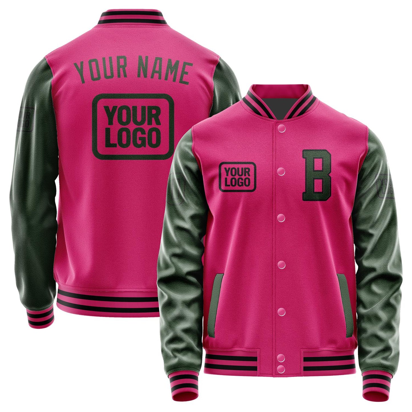 Custom Pink Dark Green Jacket JA131306131717060617