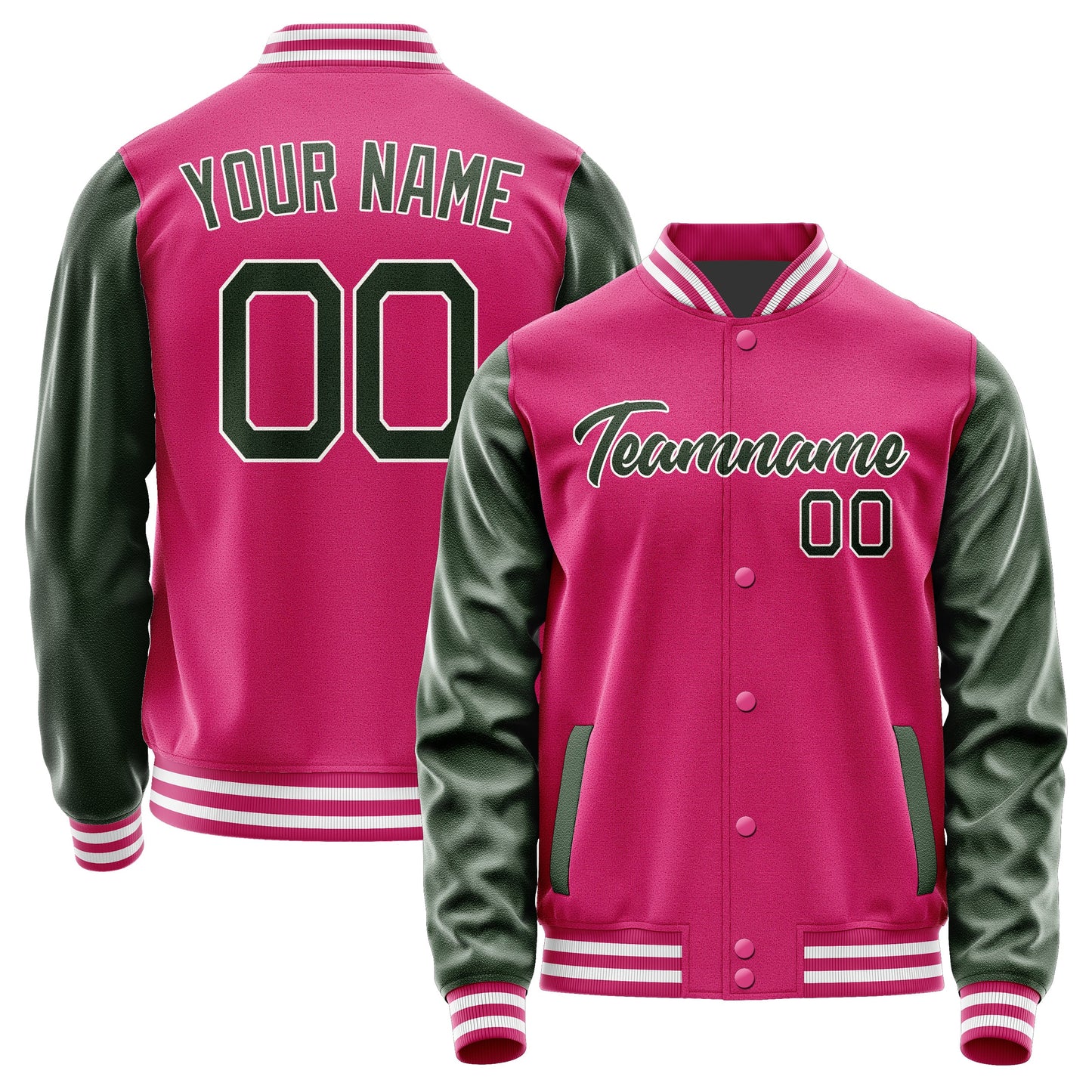 Custom Pink Dark Green Jacket JA1313061318B21806