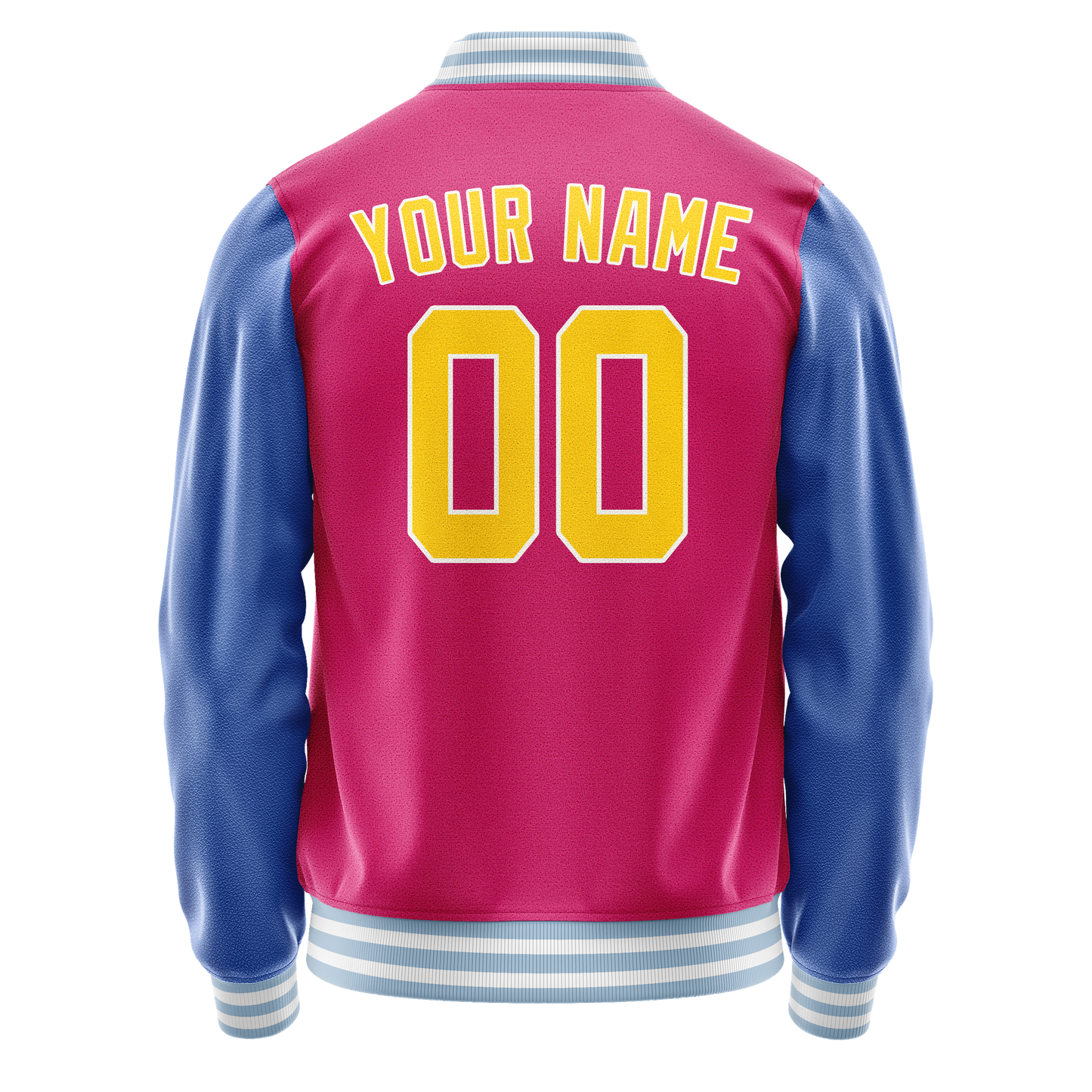Custom Pink Light-Blue Solid Color Varsity Letterman Jacket