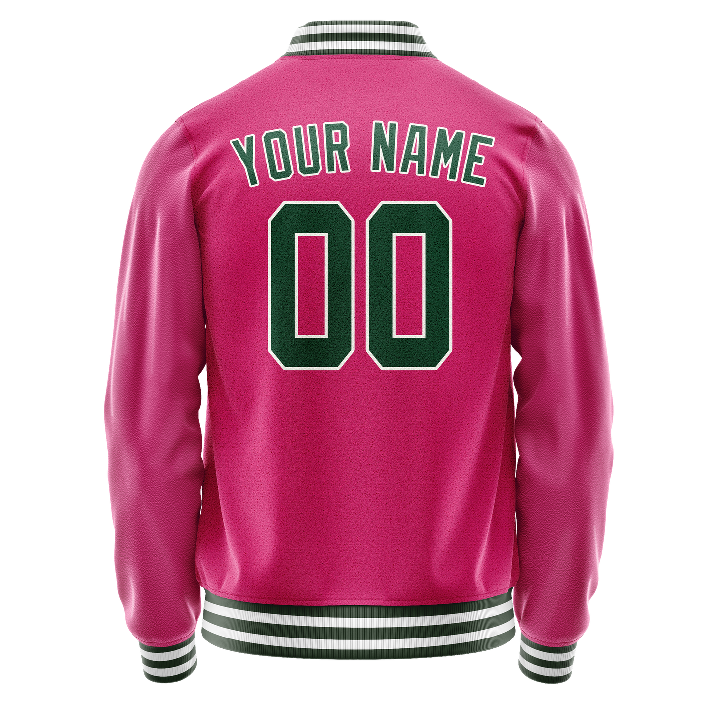 Custom Pink Kelly-Green Solid Color Varsity Letterman Jacket