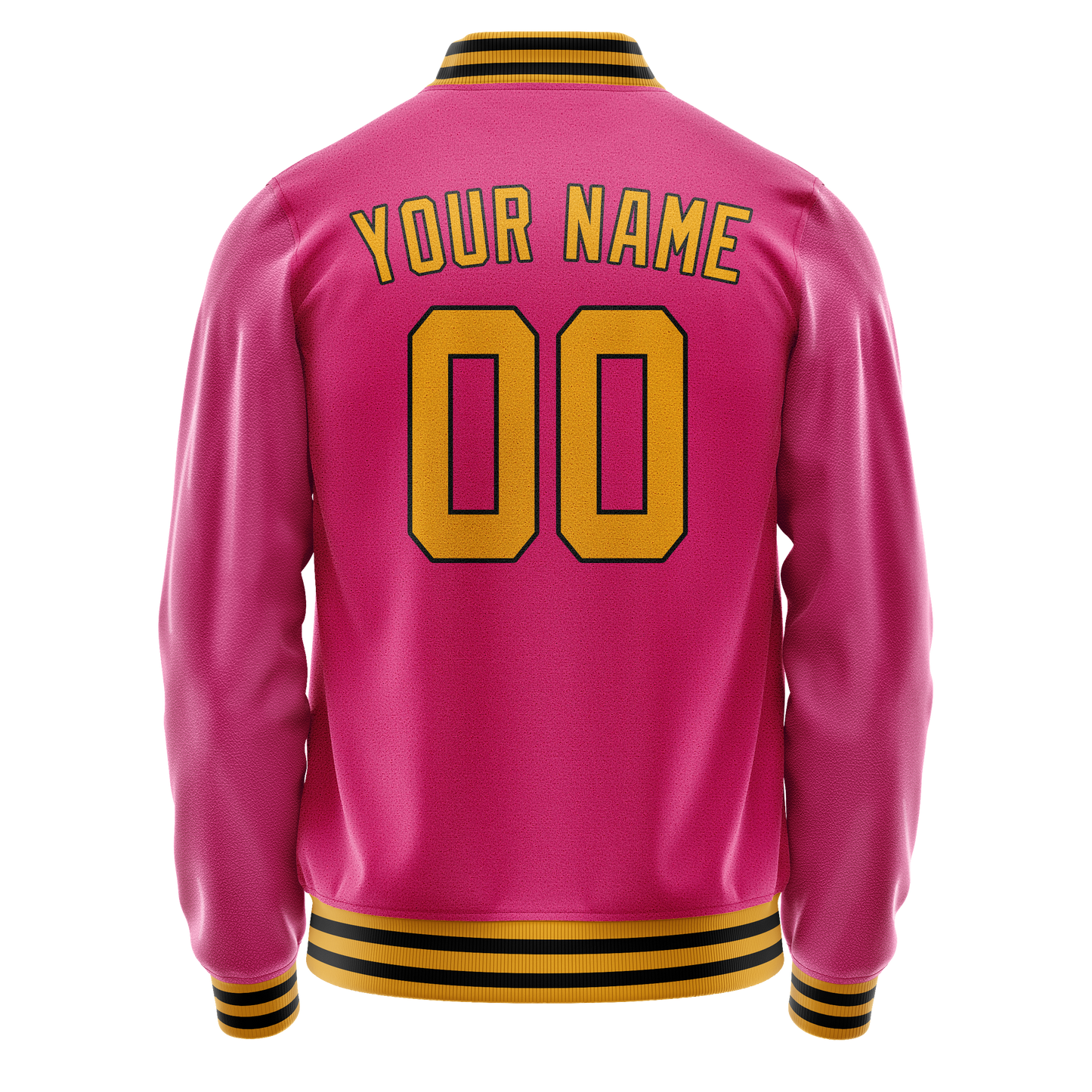 Custom Pink Old-Gold Solid Color Varsity Letterman Jacket