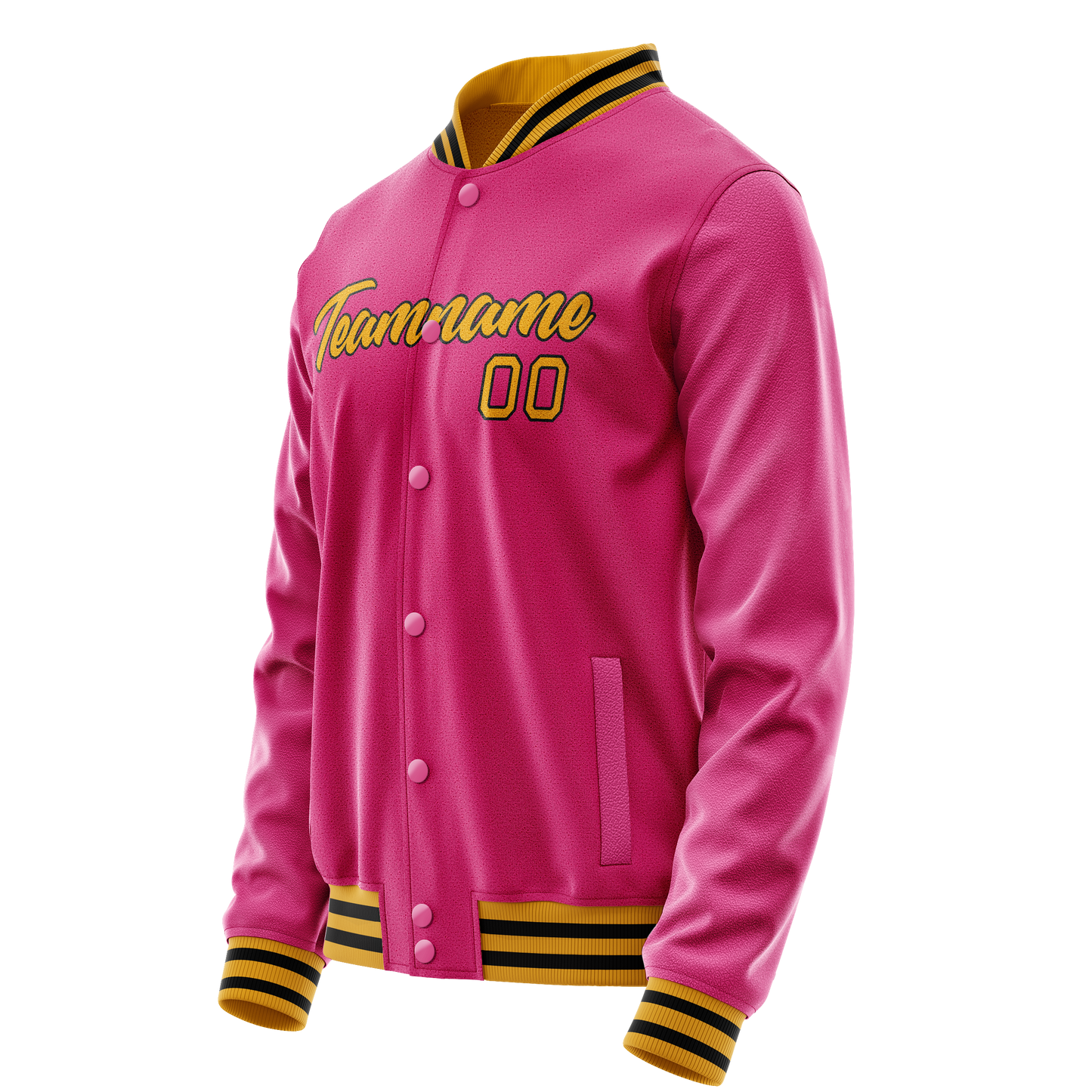 Custom Pink Old-Gold Solid Color Varsity Letterman Jacket
