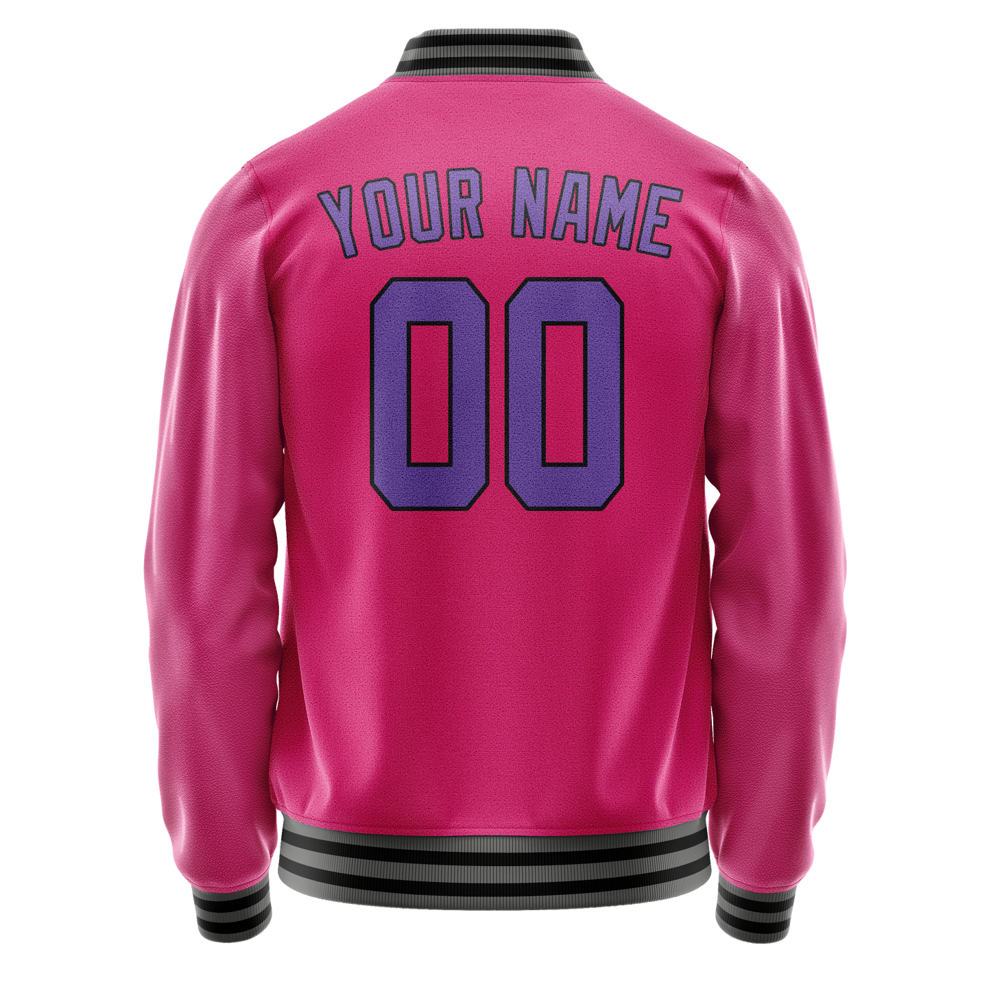 Custom Pink Purple Solid Color Varsity Letterman Jacket