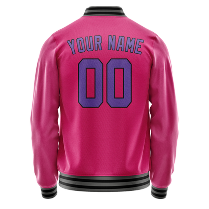 Custom Pink Purple Solid Color Varsity Letterman Jacket