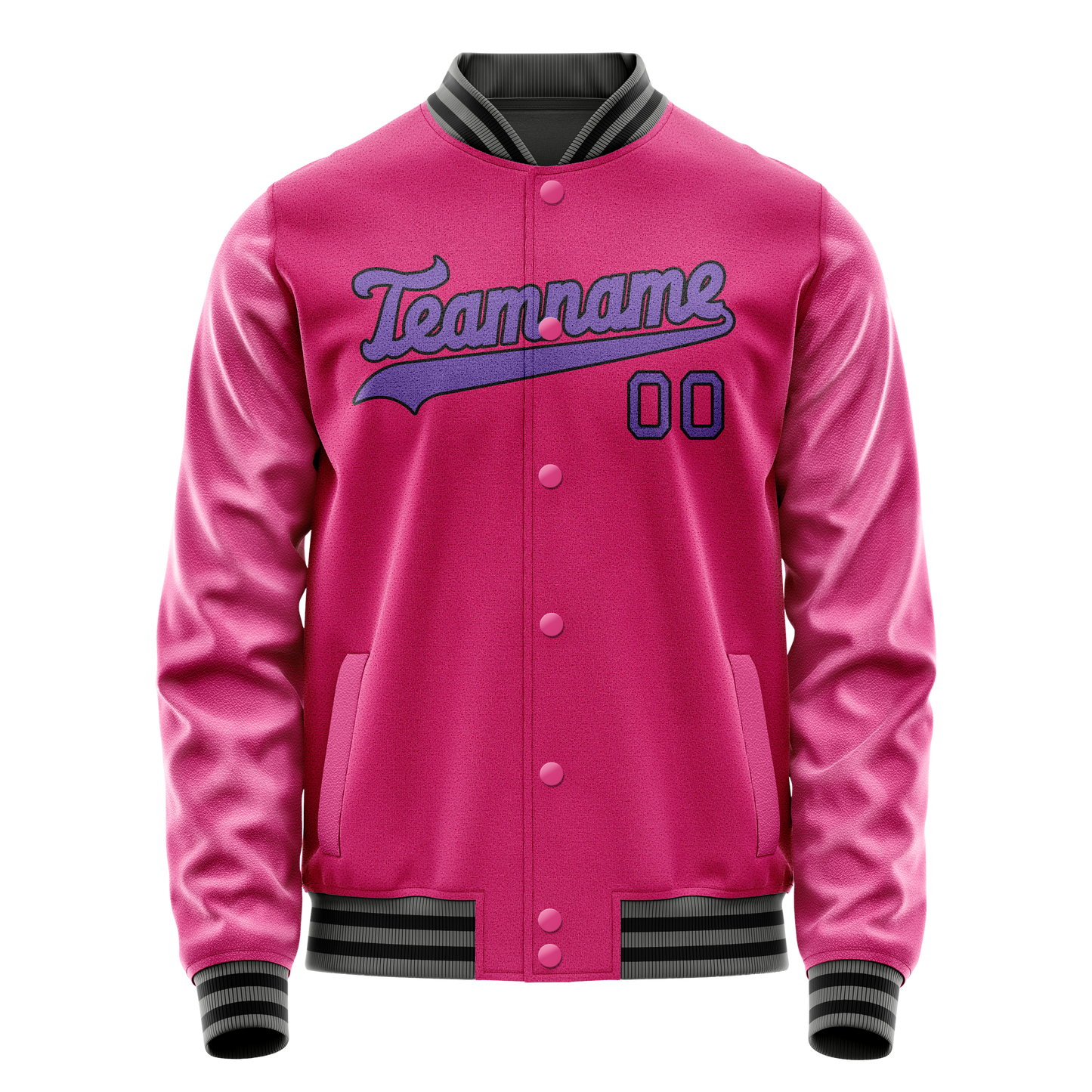 Custom Pink Purple Solid Color Varsity Letterman Jacket