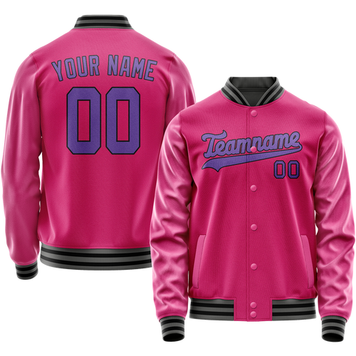 Custom Pink Purple Solid Color Varsity Letterman Jacket