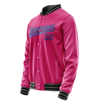 Custom Pink Purple Solid Color Varsity Letterman Jacket