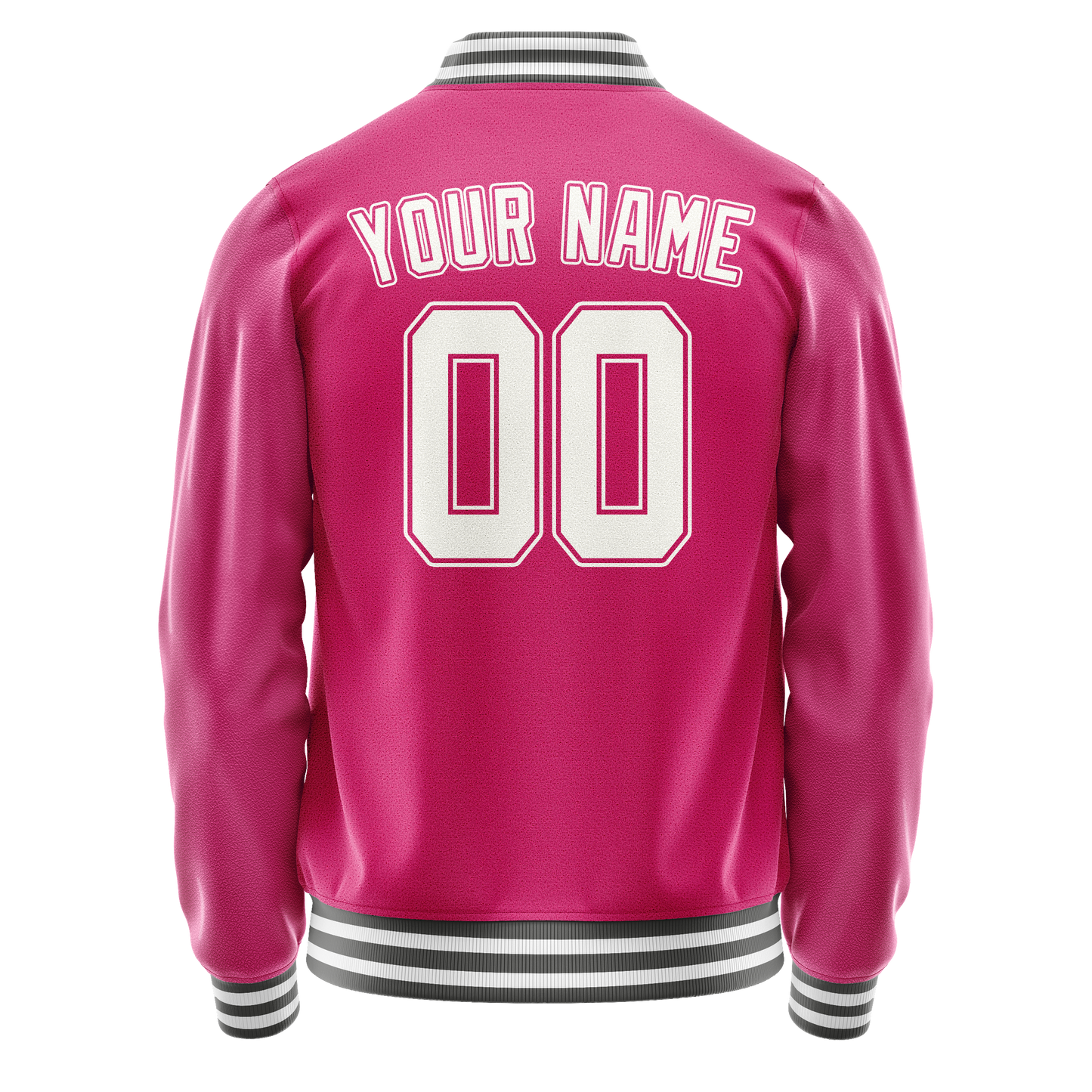 Custom Pink White Solid Color Varsity Letterman Jacket
