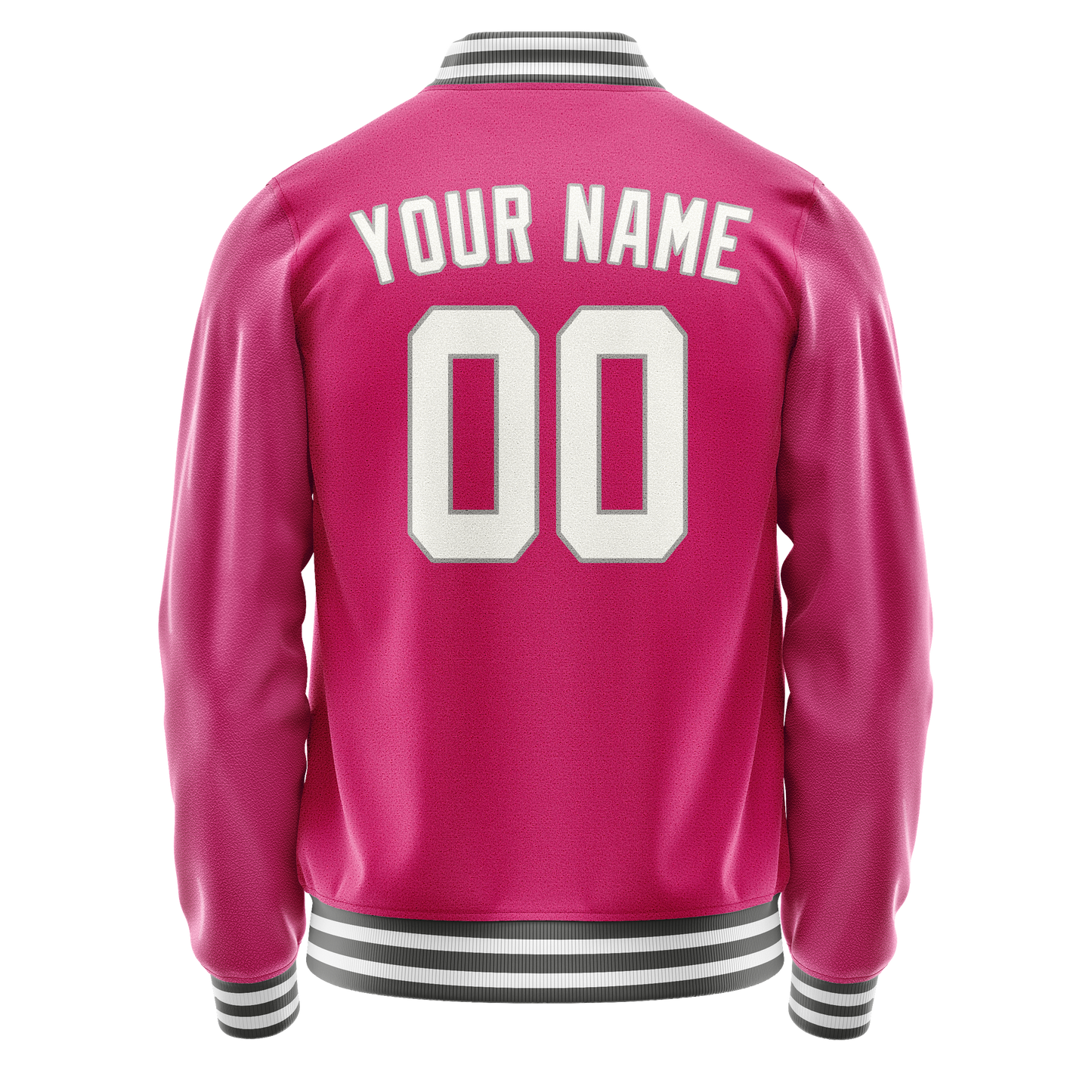 Custom Pink Gray Solid Color Varsity Letterman Jacket