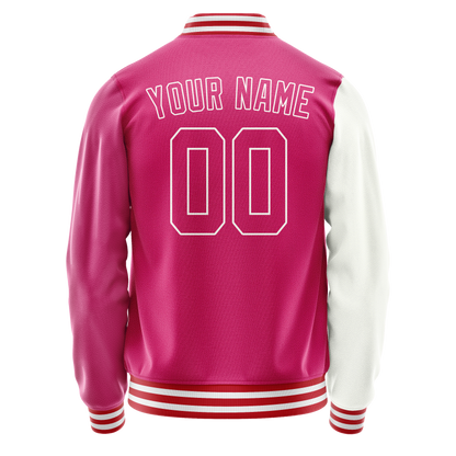 Custom Pink White Split Varsity Letterman Jacket