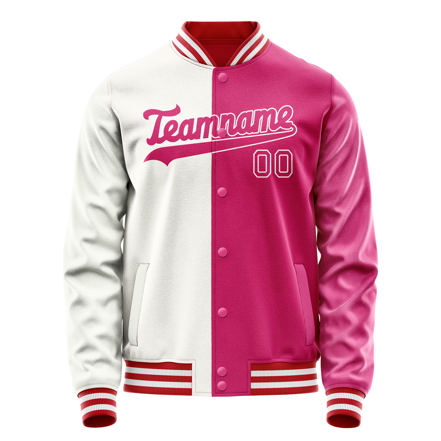 Custom Pink White Split Varsity Letterman Jacket