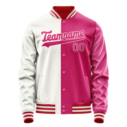Custom Pink White Split Varsity Letterman Jacket
