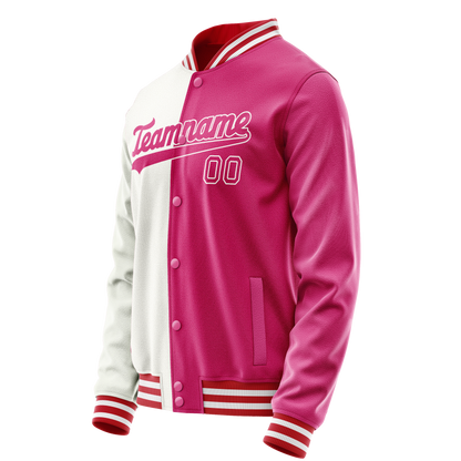 Custom Pink White Split Varsity Letterman Jacket