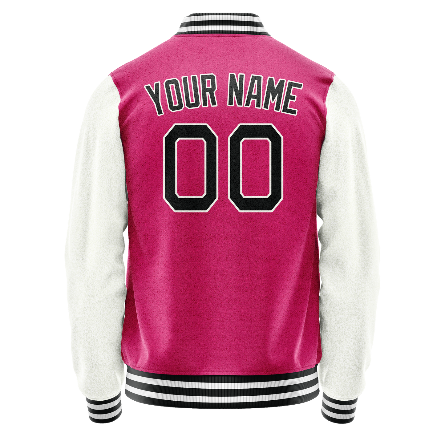 Custom Pink White Solid Color Varsity Letterman Jacket