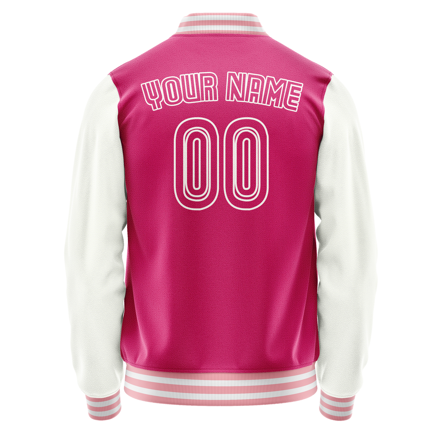 Custom Pink White Solid Color Varsity Letterman Jacket