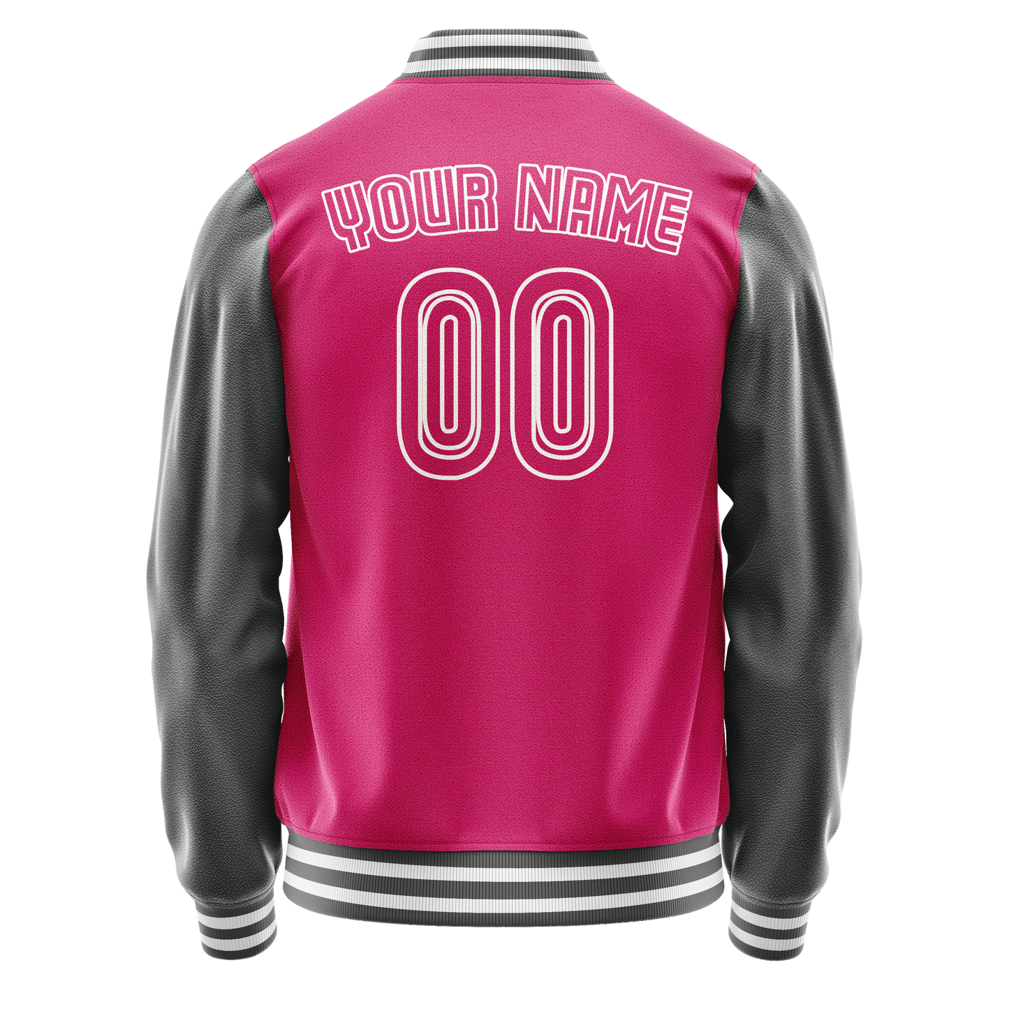 Custom Pink Gray Solid Color Varsity Letterman Jacket
