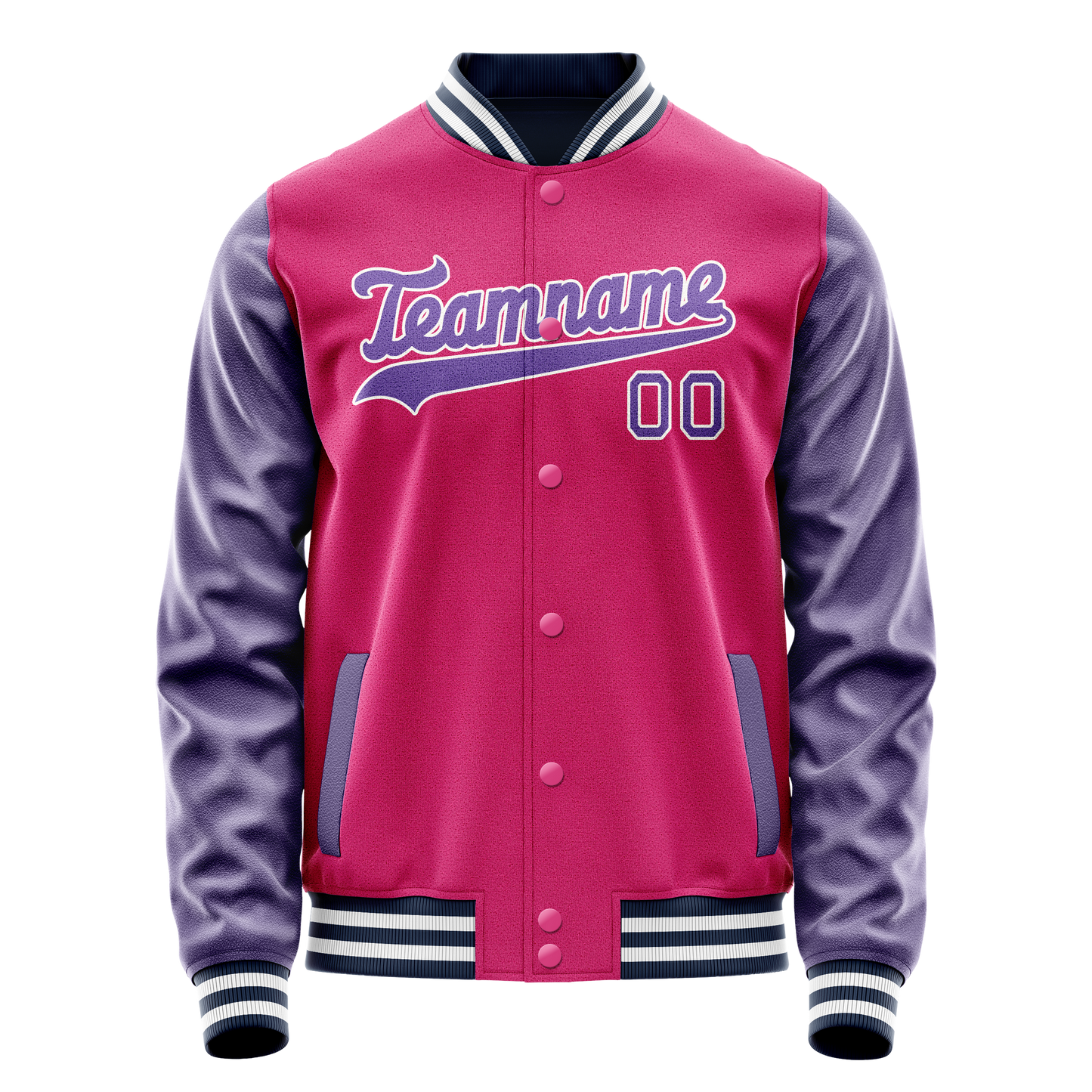 Custom Pink Purple Solid Color Varsity Letterman Jacket