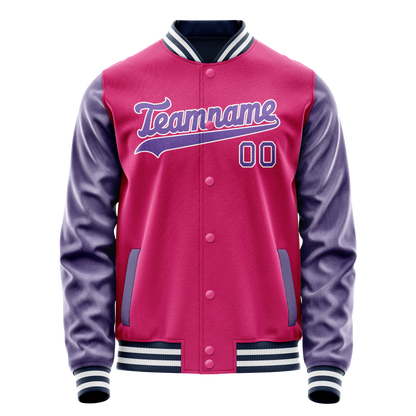 Custom Pink Purple Solid Color Varsity Letterman Jacket
