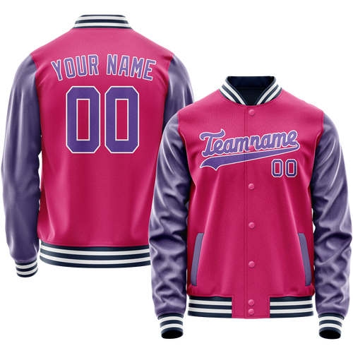 Custom Pink Purple Solid Color Varsity Letterman Jacket