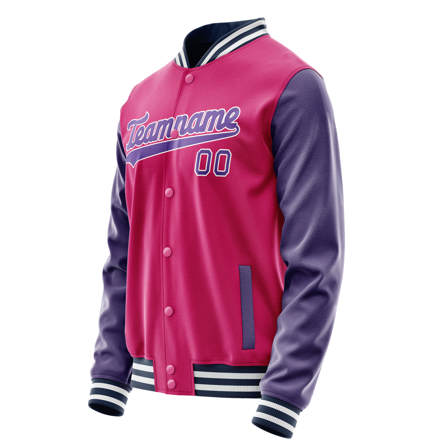 Custom Pink Purple Solid Color Varsity Letterman Jacket