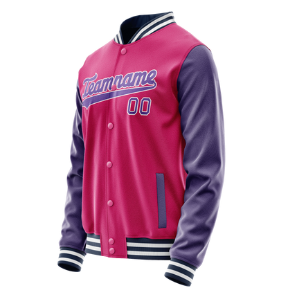 Custom Pink Purple Solid Color Varsity Letterman Jacket