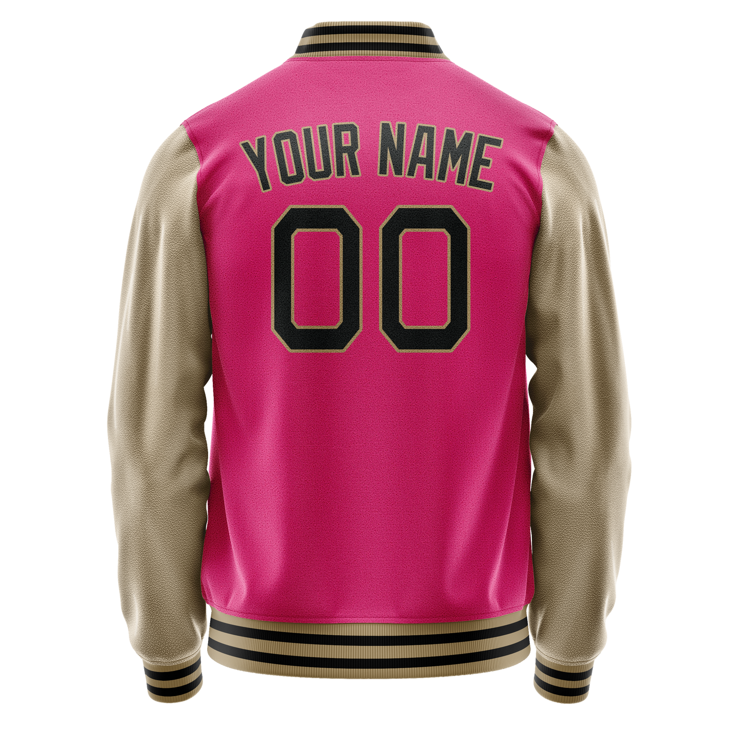 Custom Pink Cream Solid Color Varsity Letterman Jacket