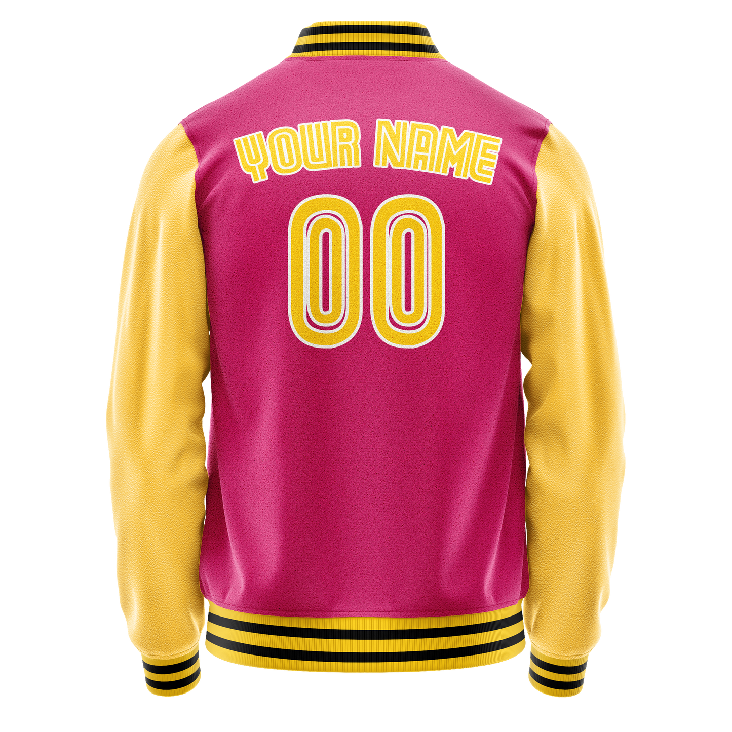 Custom Pink Gold Solid Color Varsity Letterman Jacket