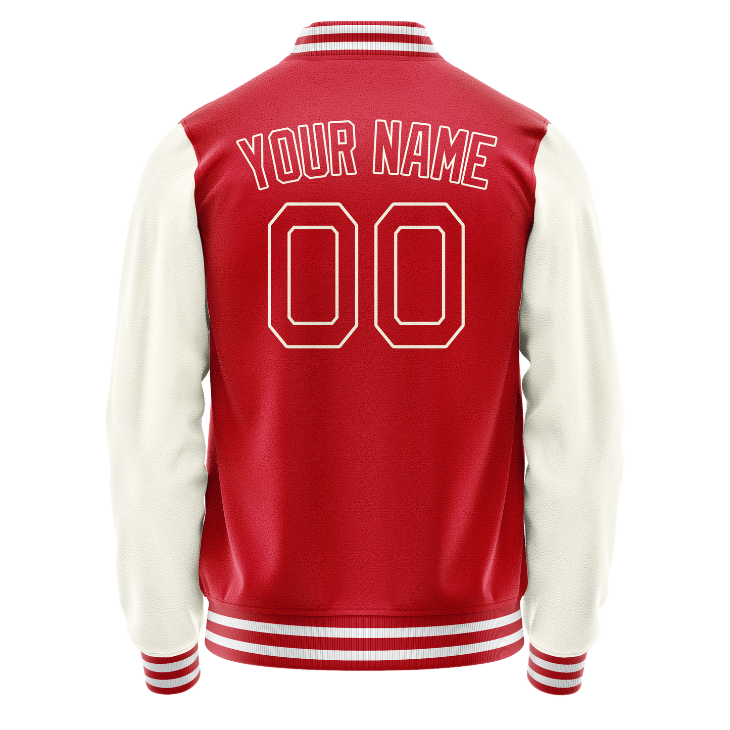 Custom Red Cream Solid Color Varsity Letterman Jacket
