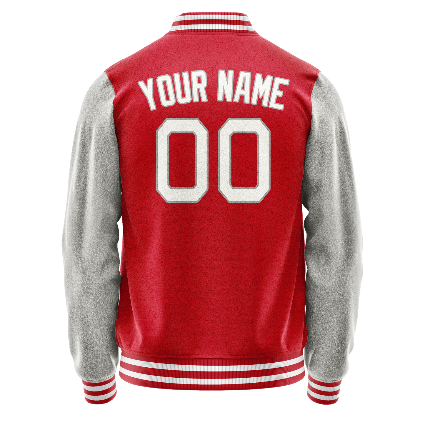 Custom Red Gray Solid Color Varsity Letterman Jacket