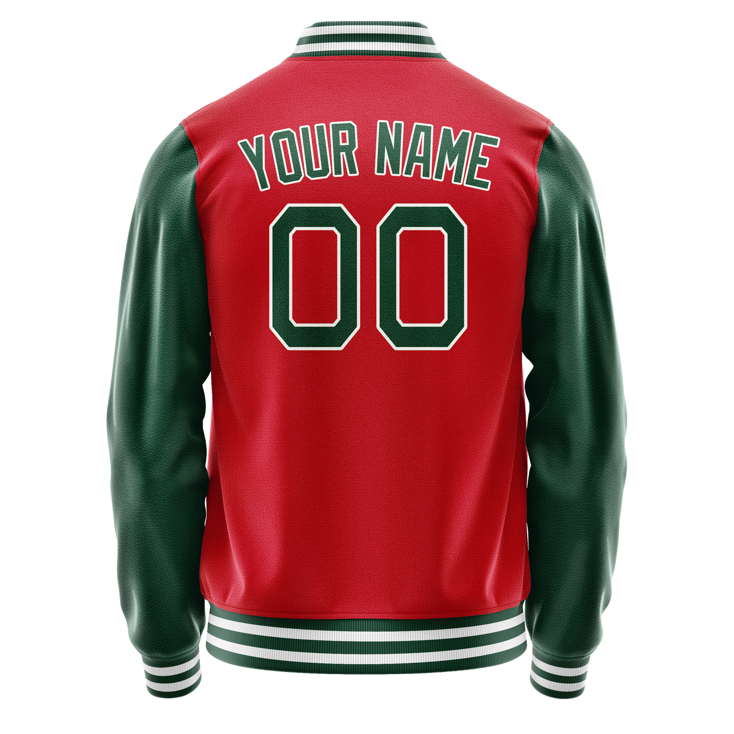 Custom Red Kelly-Green Solid Color Varsity Letterman Jacket
