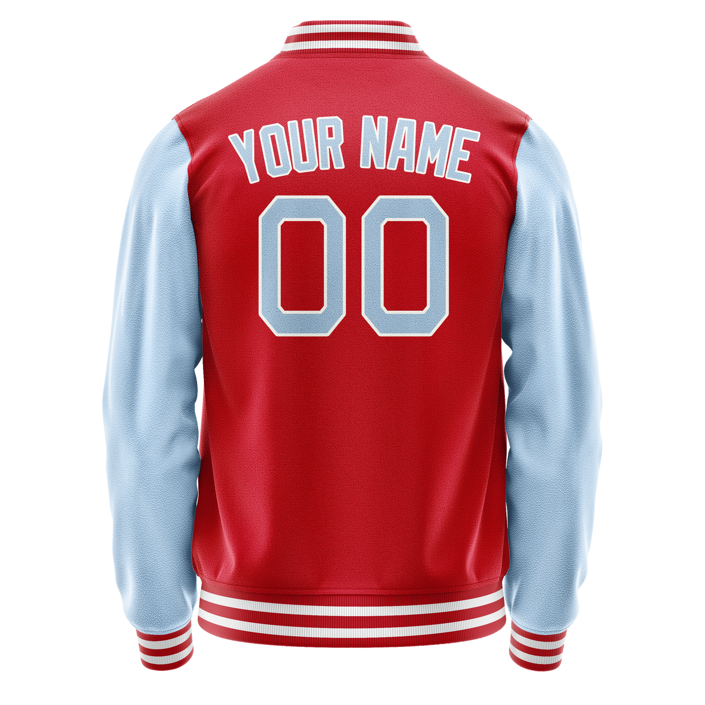 Custom Red Light-Blue Solid Color Varsity Letterman Jacket