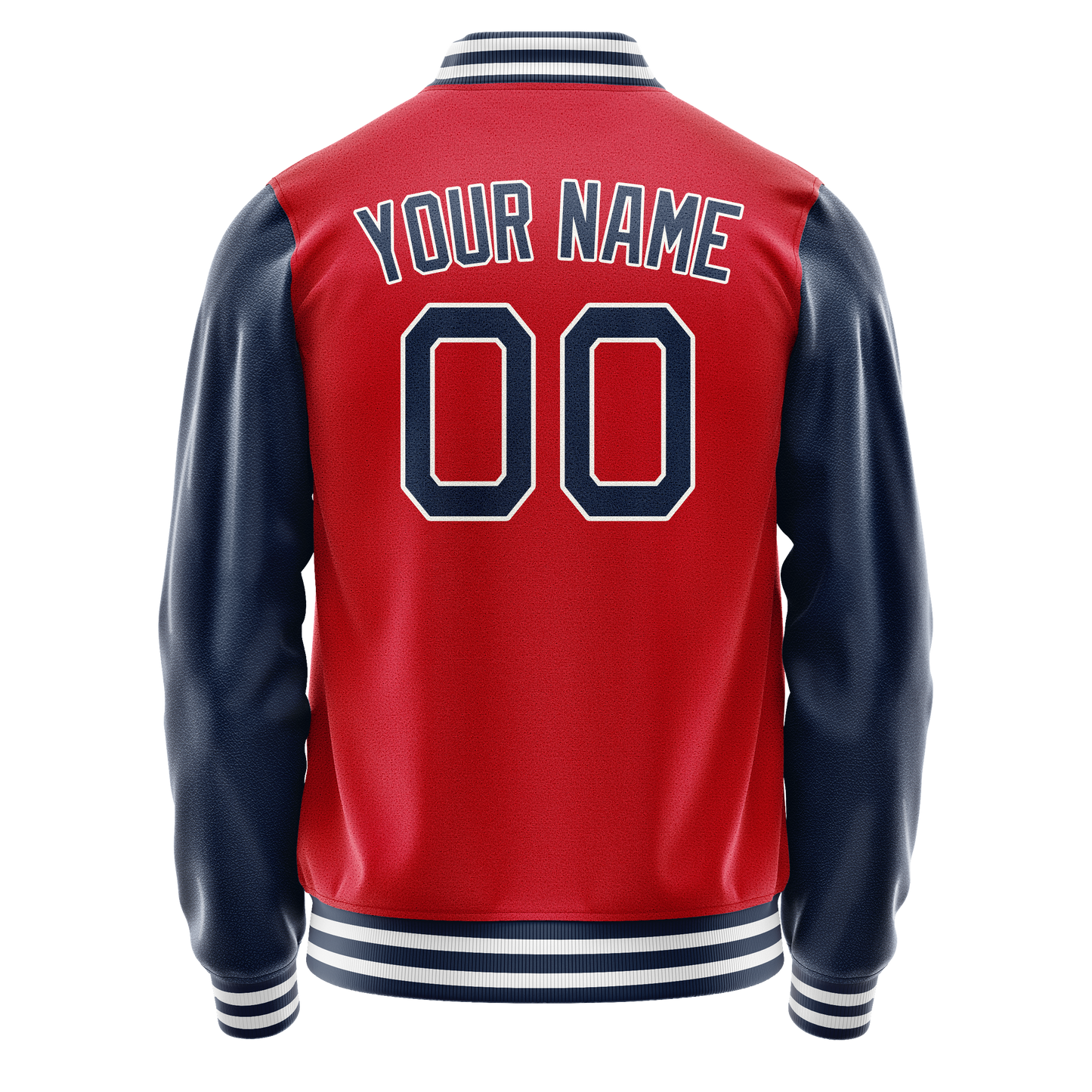 Custom Red Navy Solid Color Varsity Letterman Jacket