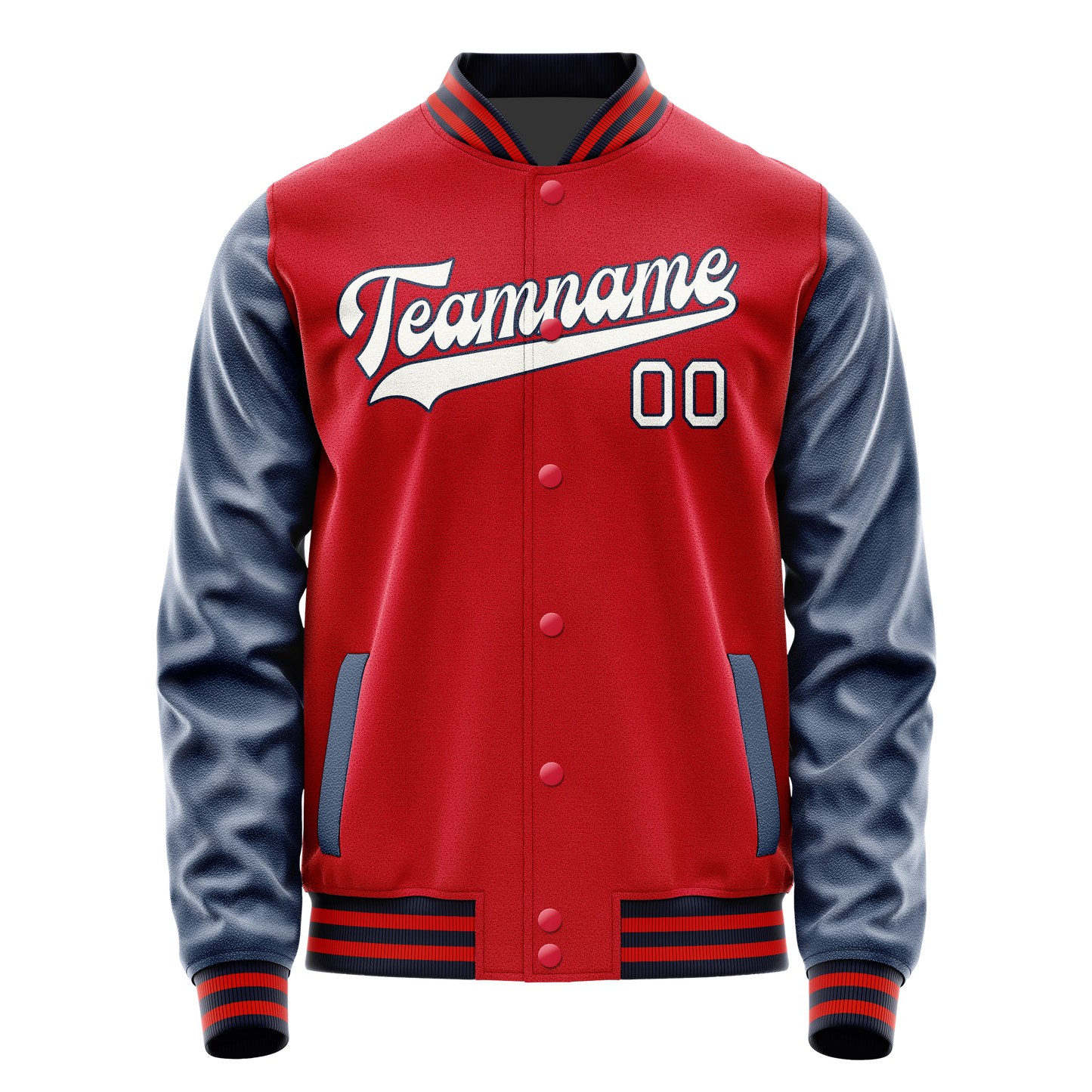 Custom Red Royal Solid Color Varsity Letterman Jacket