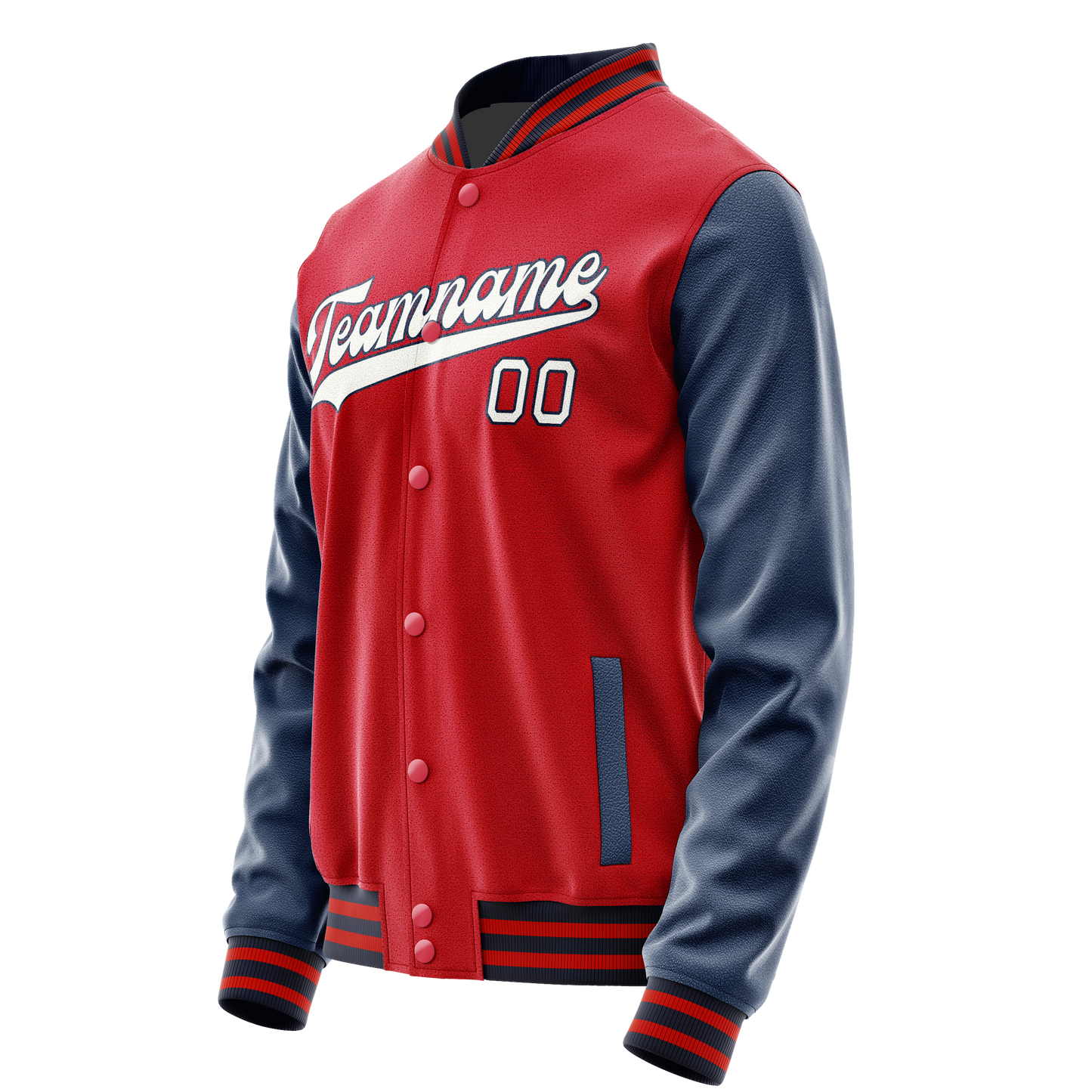 Custom Red Royal Solid Color Varsity Letterman Jacket