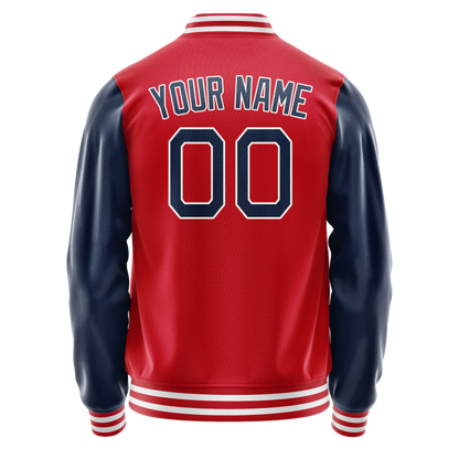Custom Red Royal Solid Color Varsity Letterman Jacket