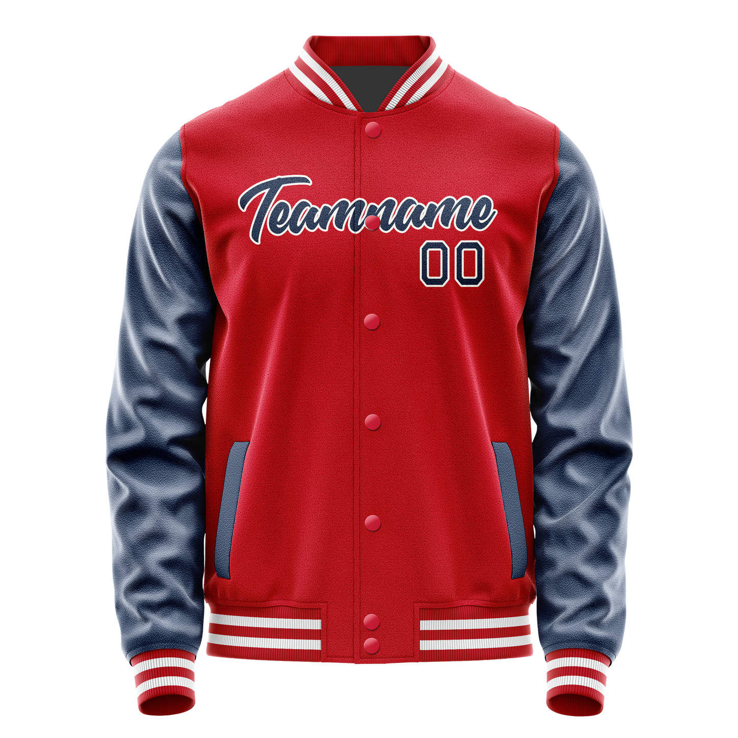 Custom Red Royal Solid Color Varsity Letterman Jacket