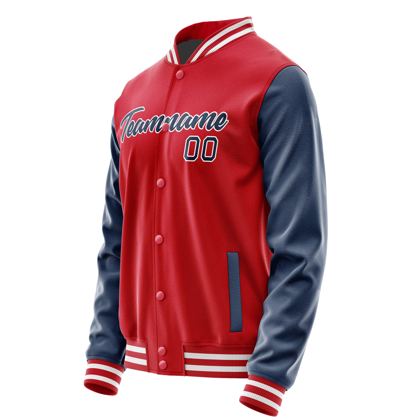 Custom Red Royal Solid Color Varsity Letterman Jacket