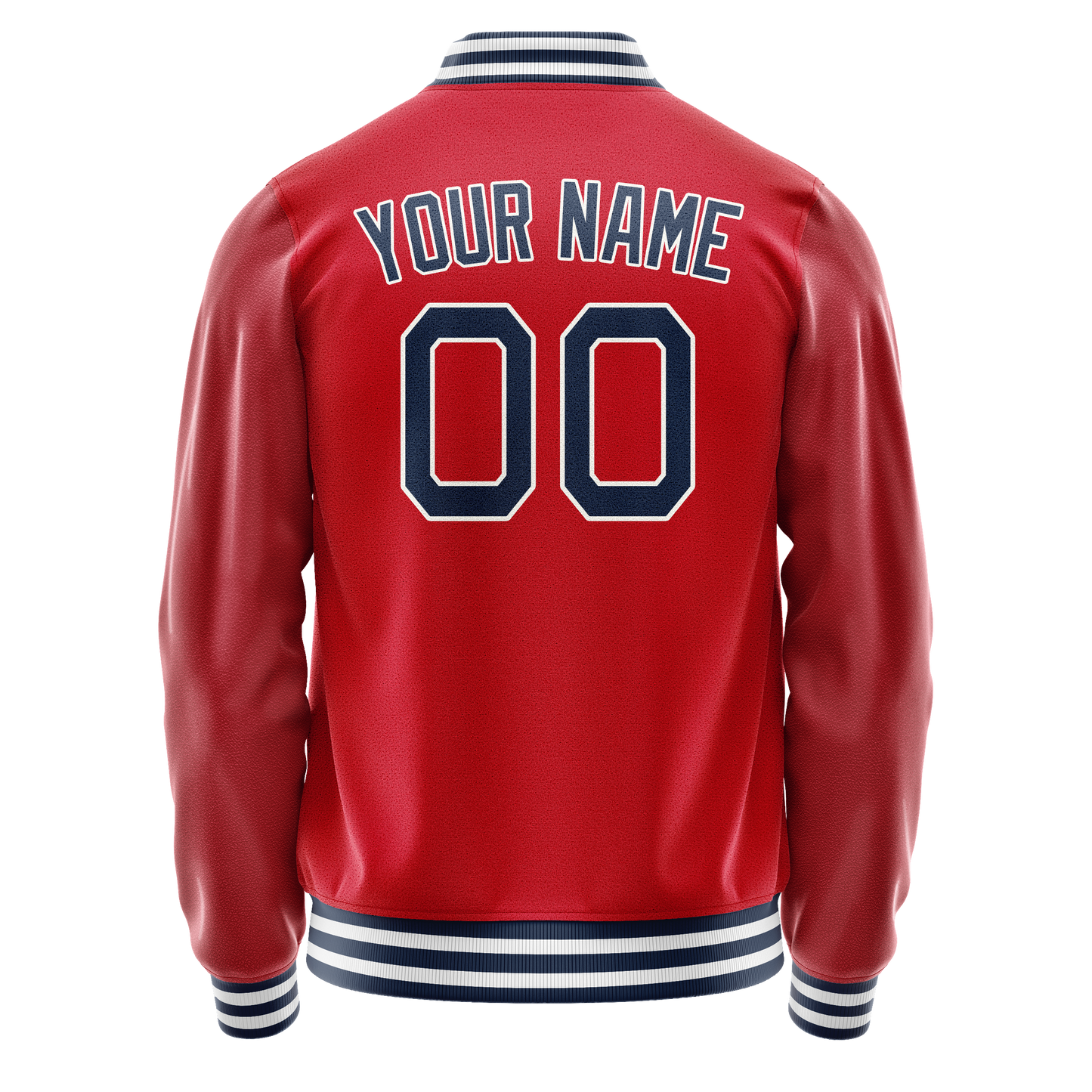 Custom Red Navy Solid Color Varsity Letterman Jacket