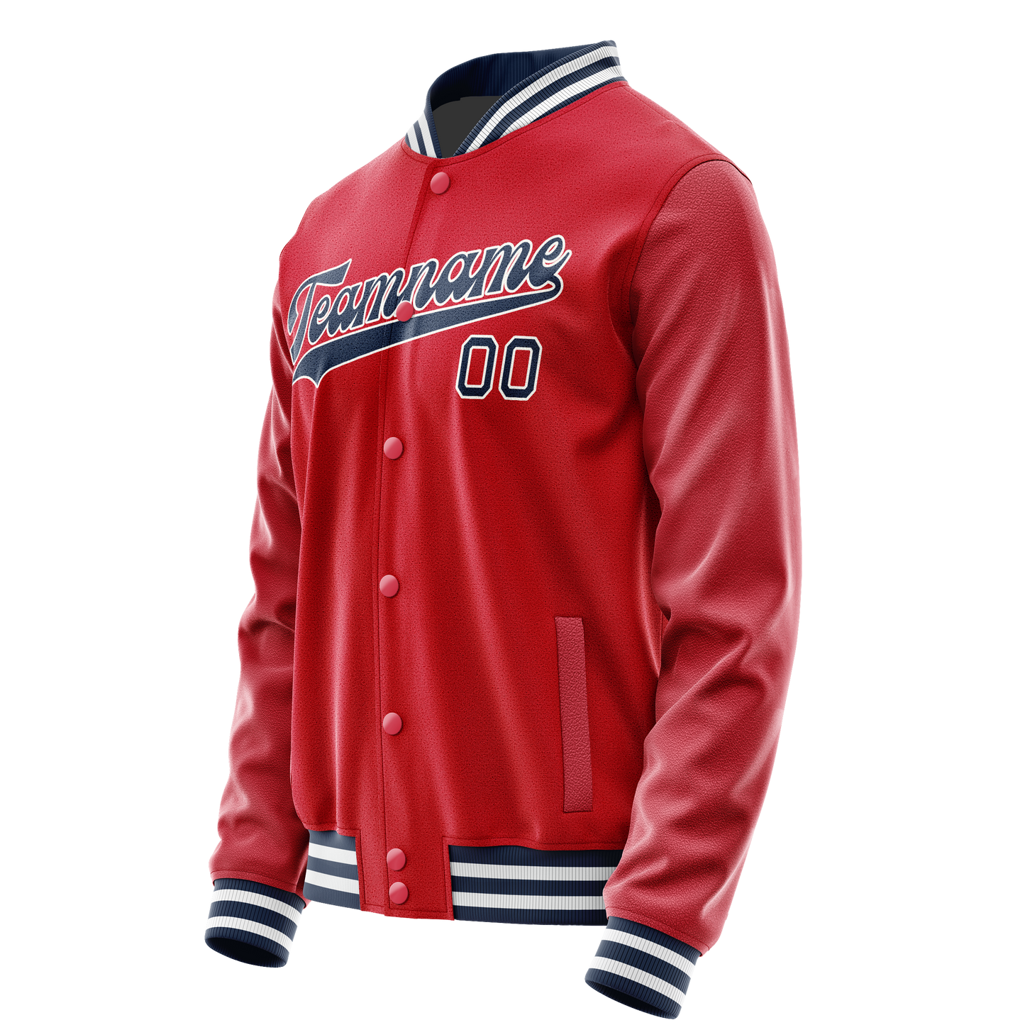 Custom Red Navy Solid Color Varsity Letterman Jacket