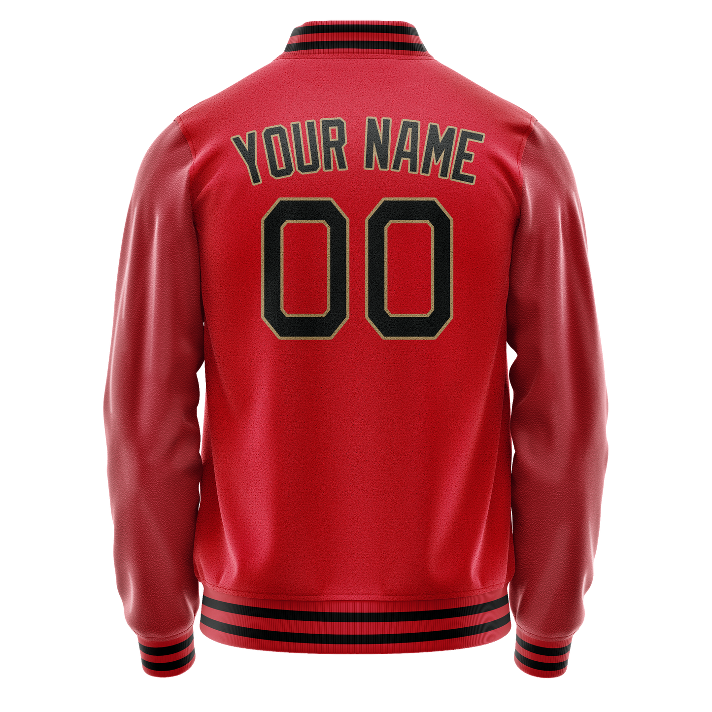Custom Red Black Solid Color Varsity Letterman Jacket