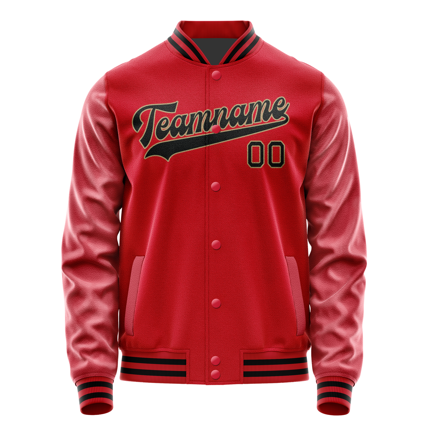 Custom Red Black Solid Color Varsity Letterman Jacket