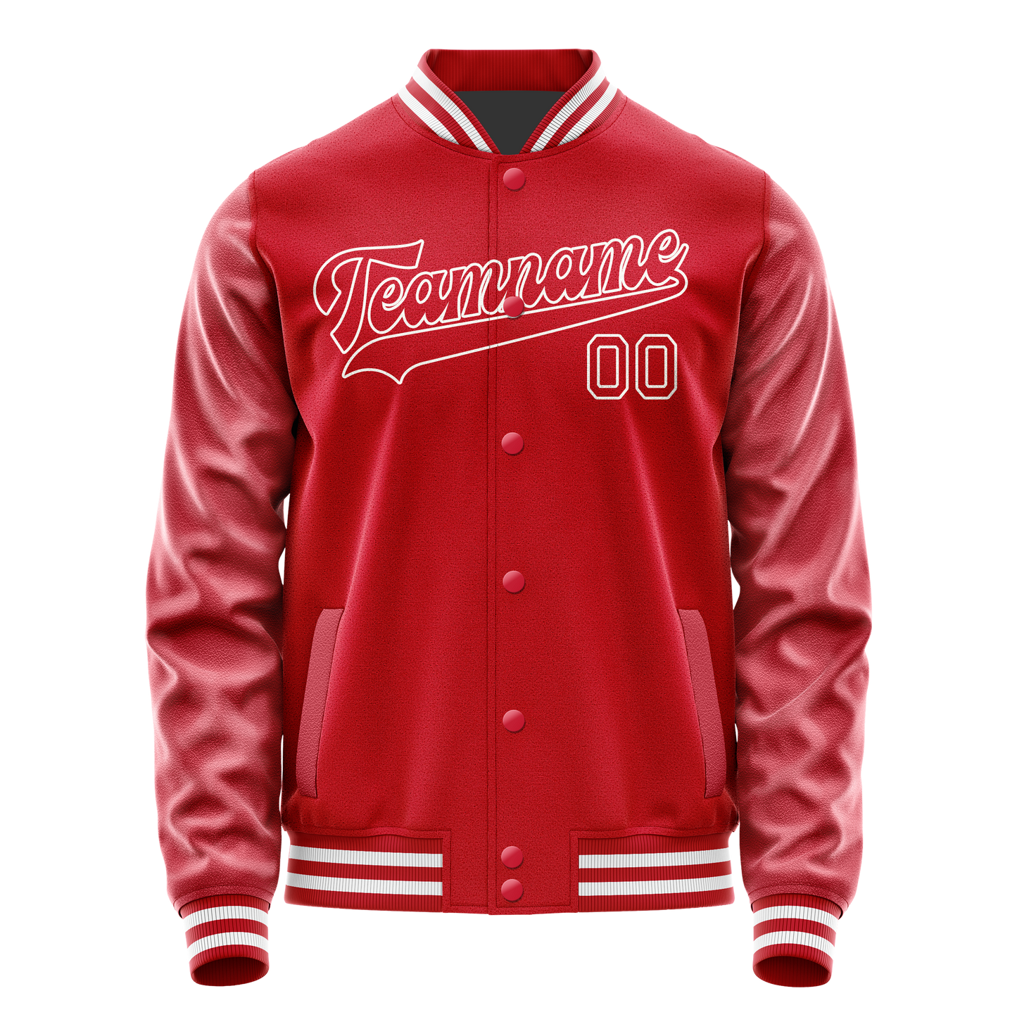 Custom Red White Solid Color Varsity Letterman Jacket