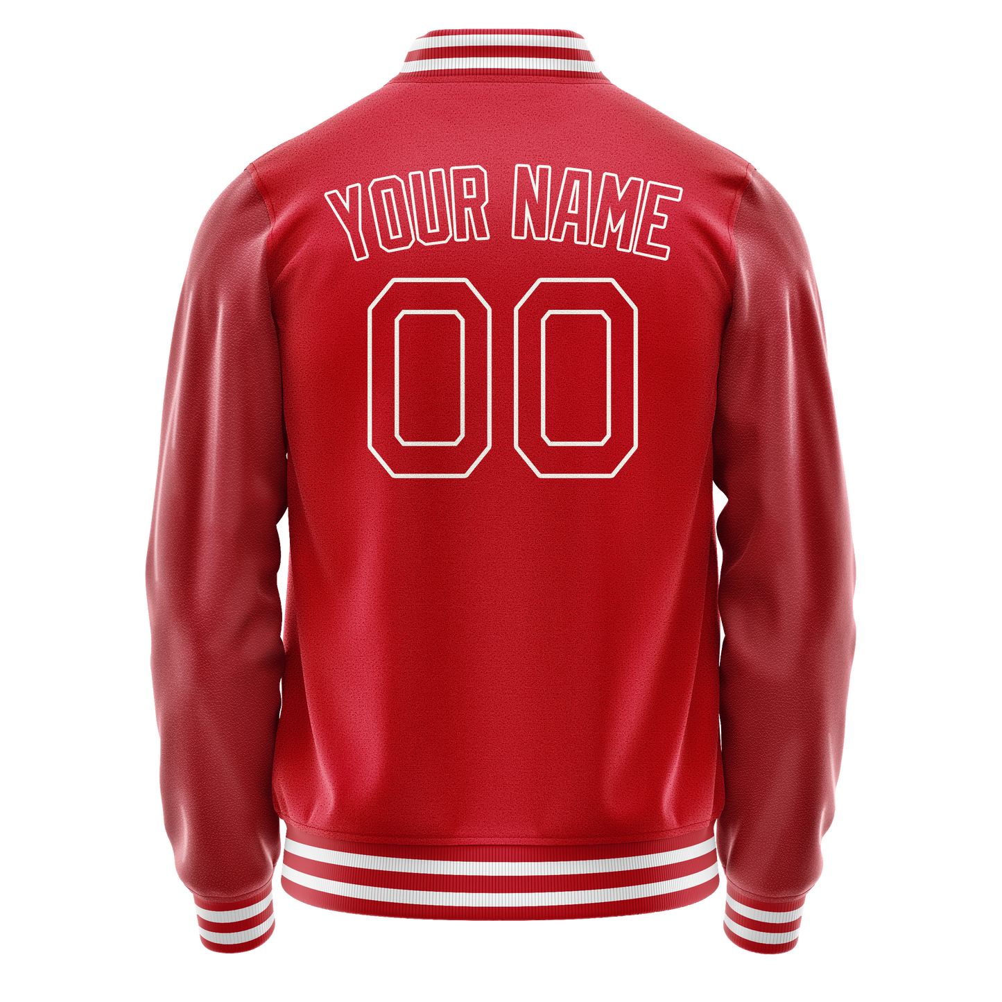 Custom Red White Solid Color Varsity Letterman Jacket