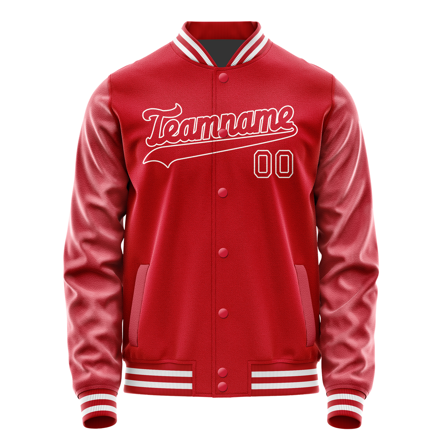 Custom Red White Solid Color Varsity Letterman Jacket